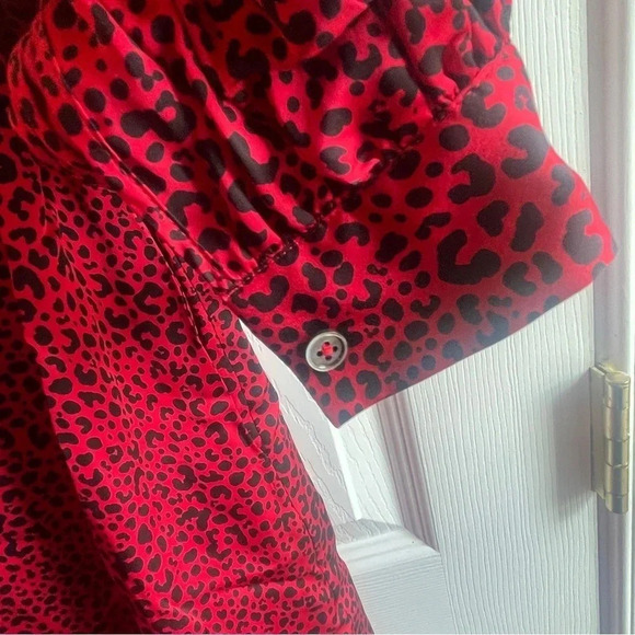 NWT Brooks Brothers Soft Satin Animal Print Dress, Size 2, Black Red w/ Pockets - Picture 6 of 16